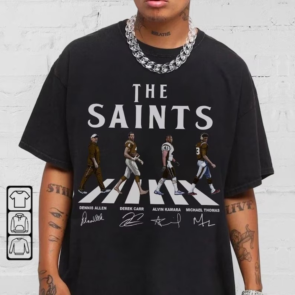 Saints Walking Abbey Road Dennis Allen Derek Carr Football Shirt